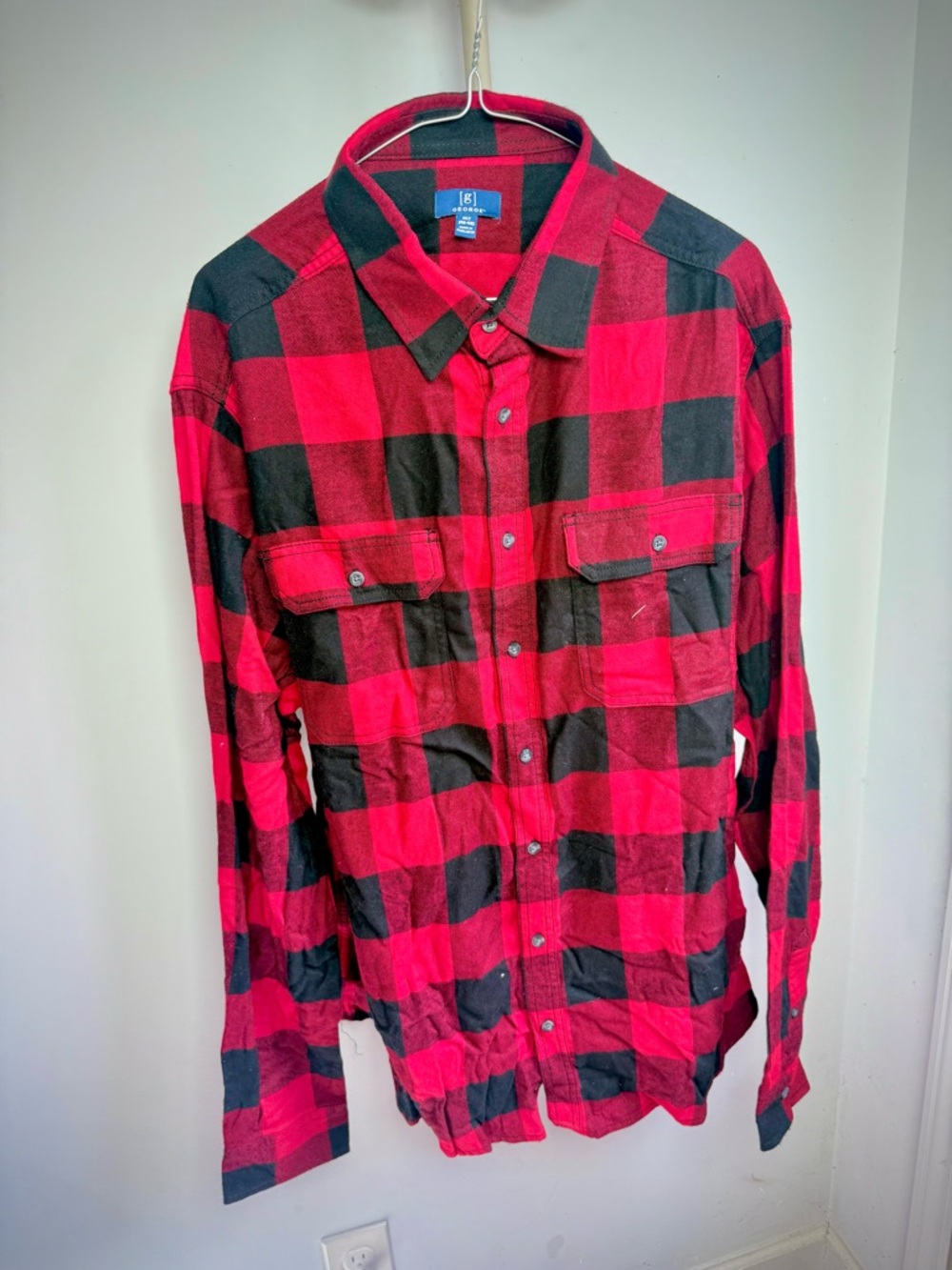 George Red and Black Buffalo Plaid Button-Down Shirt